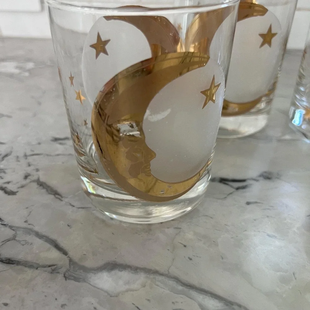 Set of 8 vintage Culver Celestial mid-century gold tumblers